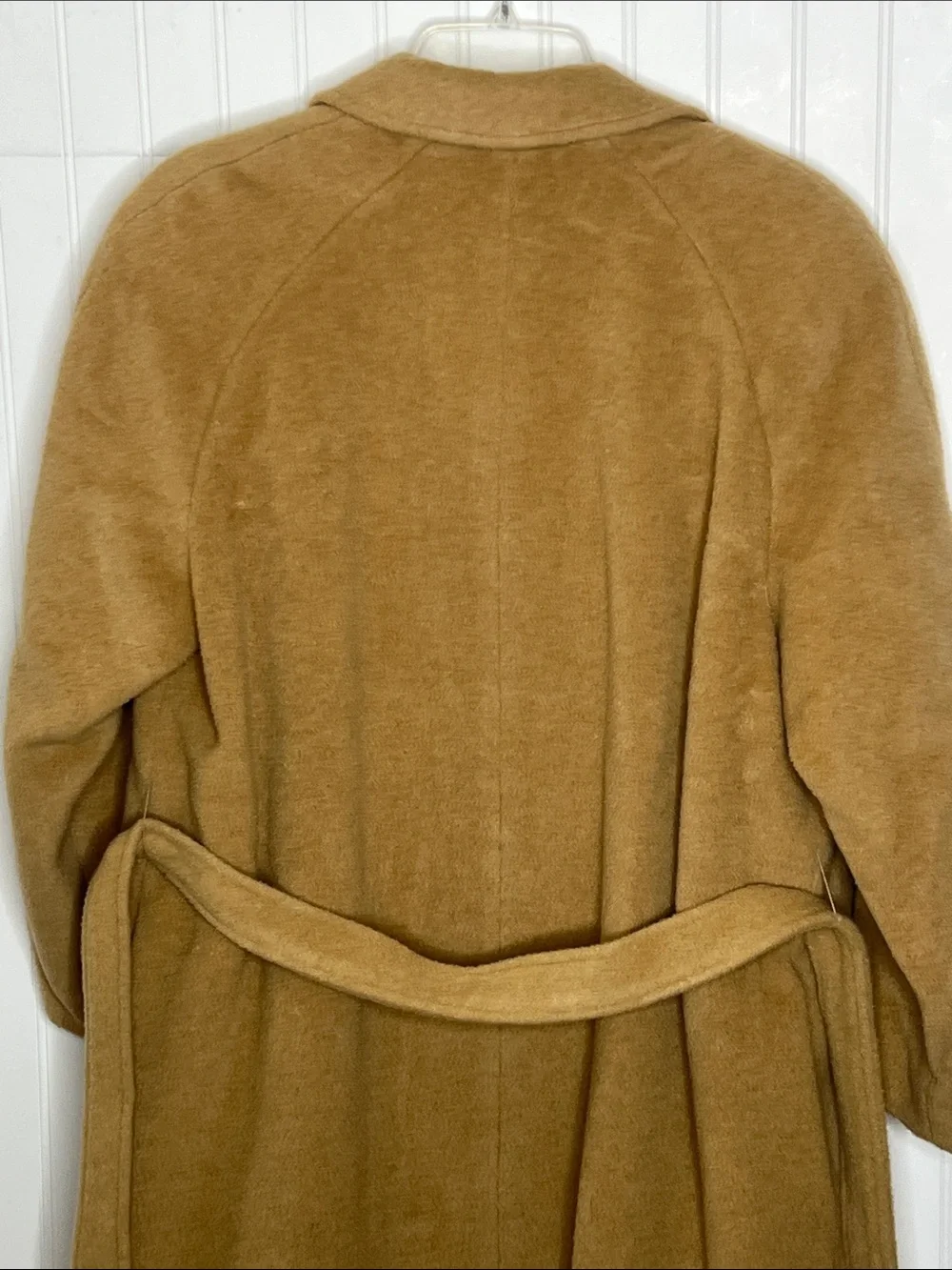 Womens Camel Belted Trench Coat with Notched Collar